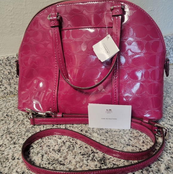 Coach Peyton Link C Embossed Leather Domed Satchel - Picture 2 of 15